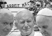 Juan Pablo II, Benedicto XVI y Francisco en Auschwitz y Birkenau